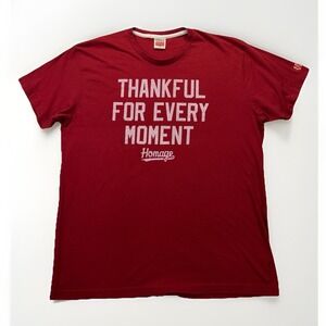 Homage Thankful For Every Moment T Shirt Mens XL Made In USA Red